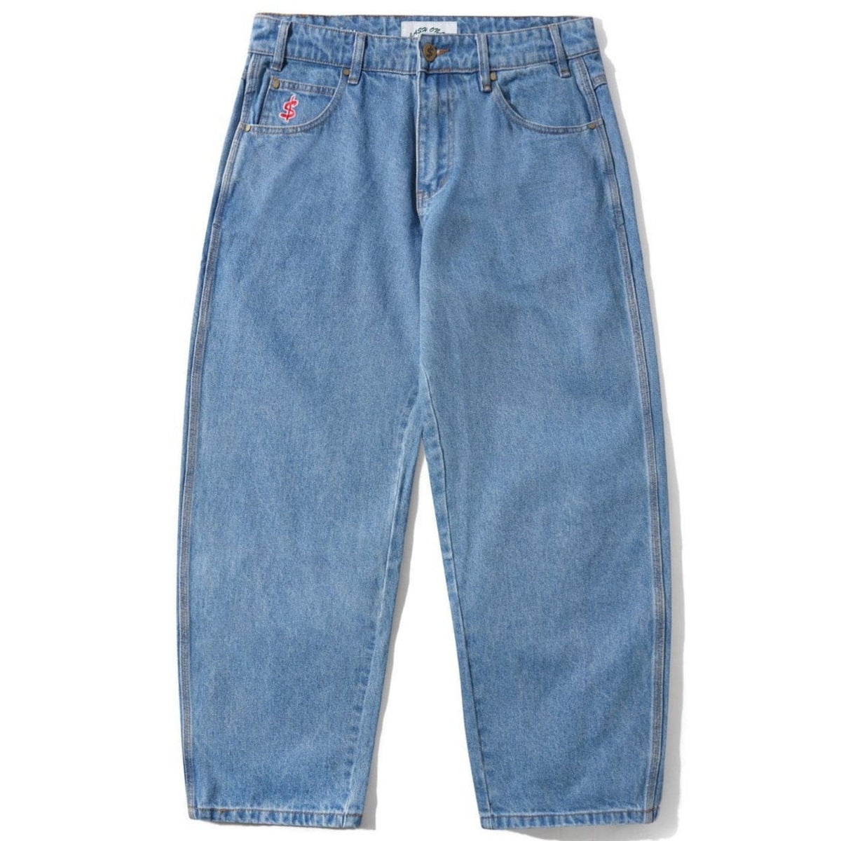 Cash Only Logo Baggy Jeans | Washed Indigo - The Vines Supply Co