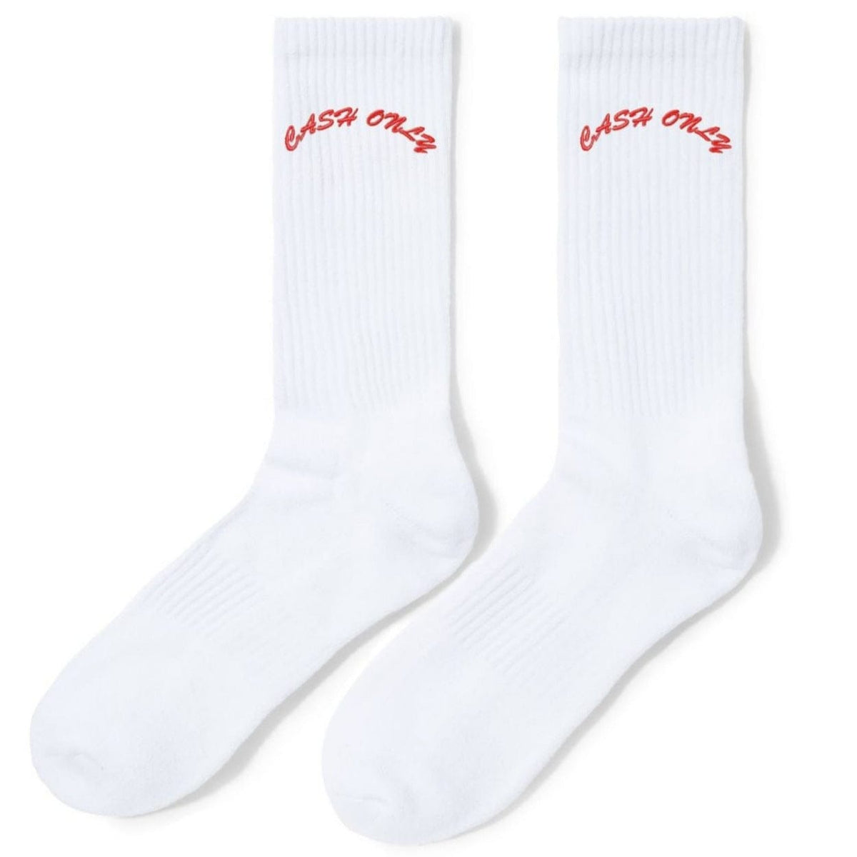 White Cash Only logo socks, casual ankle socks featuring the brand's distinctive design and branding on the fabric.