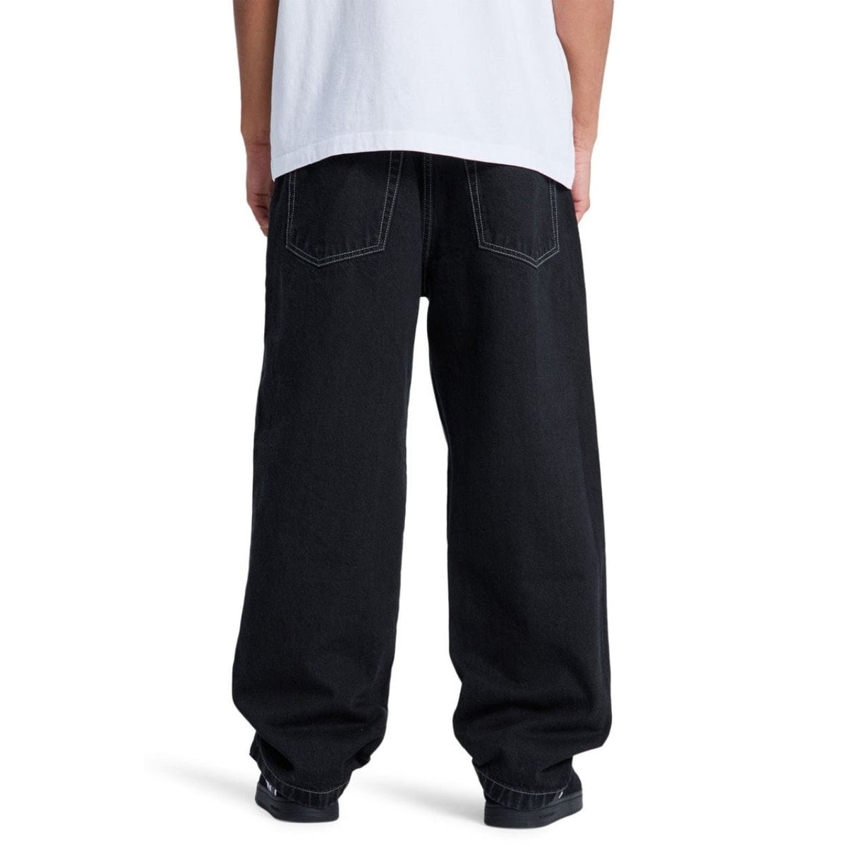 Black DC Baggy Denim Jeans, relaxed fit men's jeans from DC Shoes with classic five-pocket design and sturdy denim fabric.