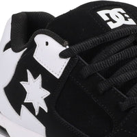 DC Shoes Command skate shoes in black and white, featuring a sleek design, durable skateboarding sole, and classic logo details.