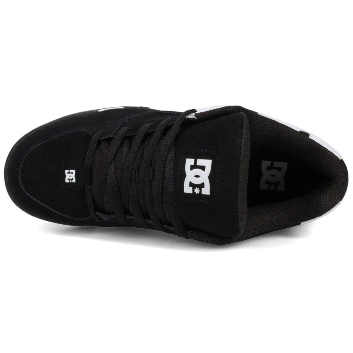 DC Shoes Command skate shoes in black and white with classic design, featuring durable construction and skate-ready style.