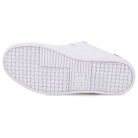 DC Shoes Command Skate Shoes in white and black with durable canvas and rubber soles, designed for skateboarding and casual wear.