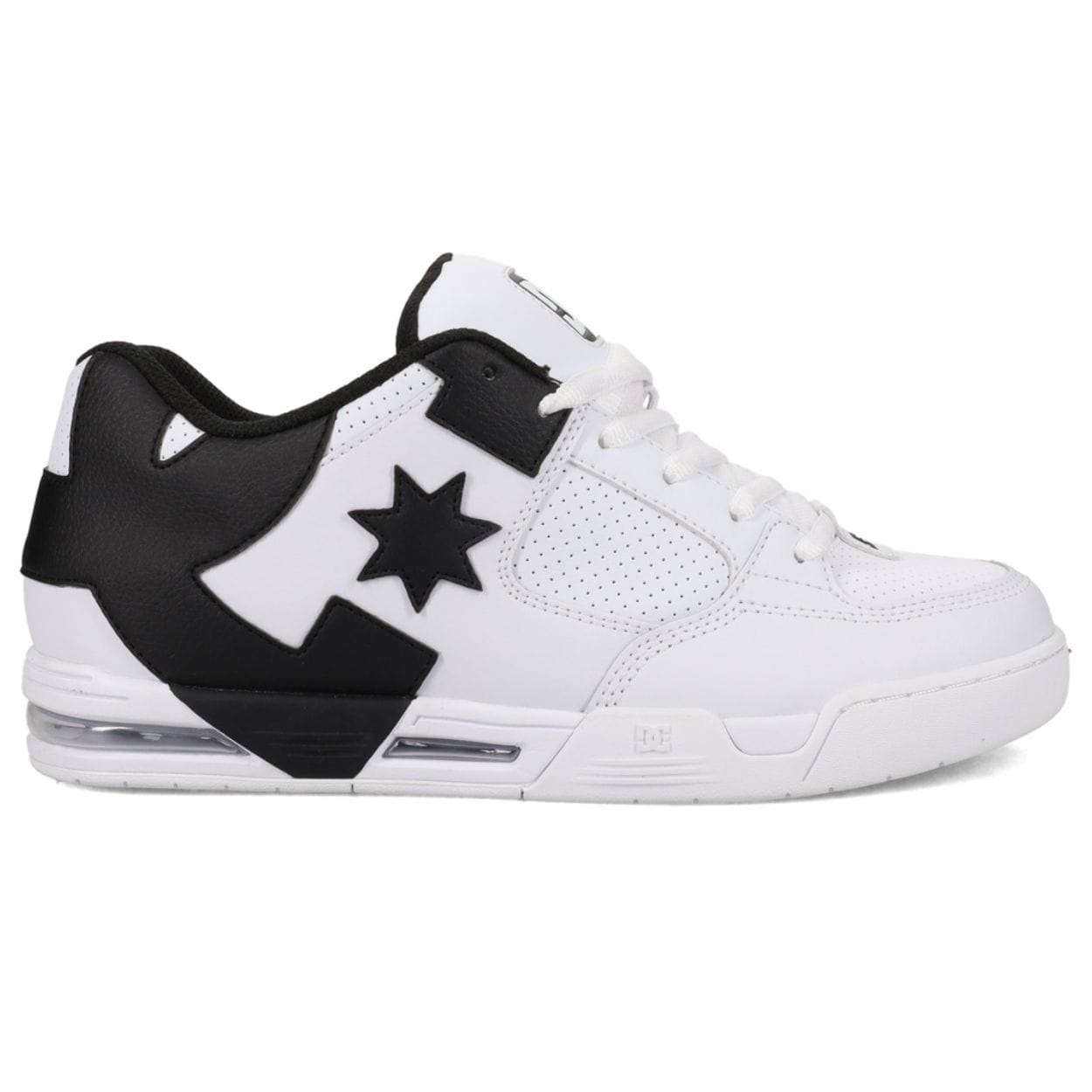 DC Shoes Command skate shoes in white and black with classic skate design and durable construction.