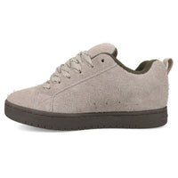 DC Shoes Court Graffik skate shoes in taupe and olive with classic design and durable skateboarding style.