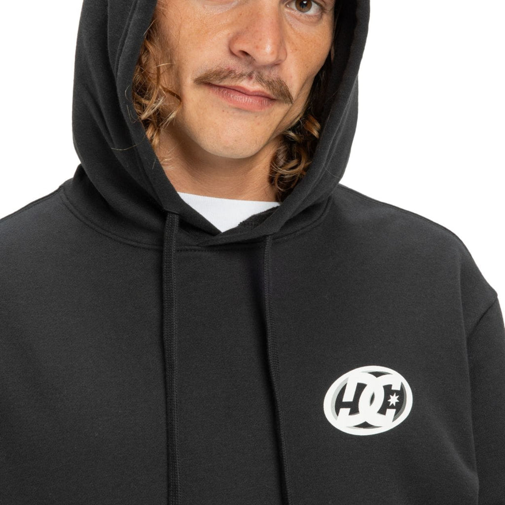 Black DC Shoes Fast Bubble Hoodie with graphic design, featuring a comfortable hood and stylish fit.