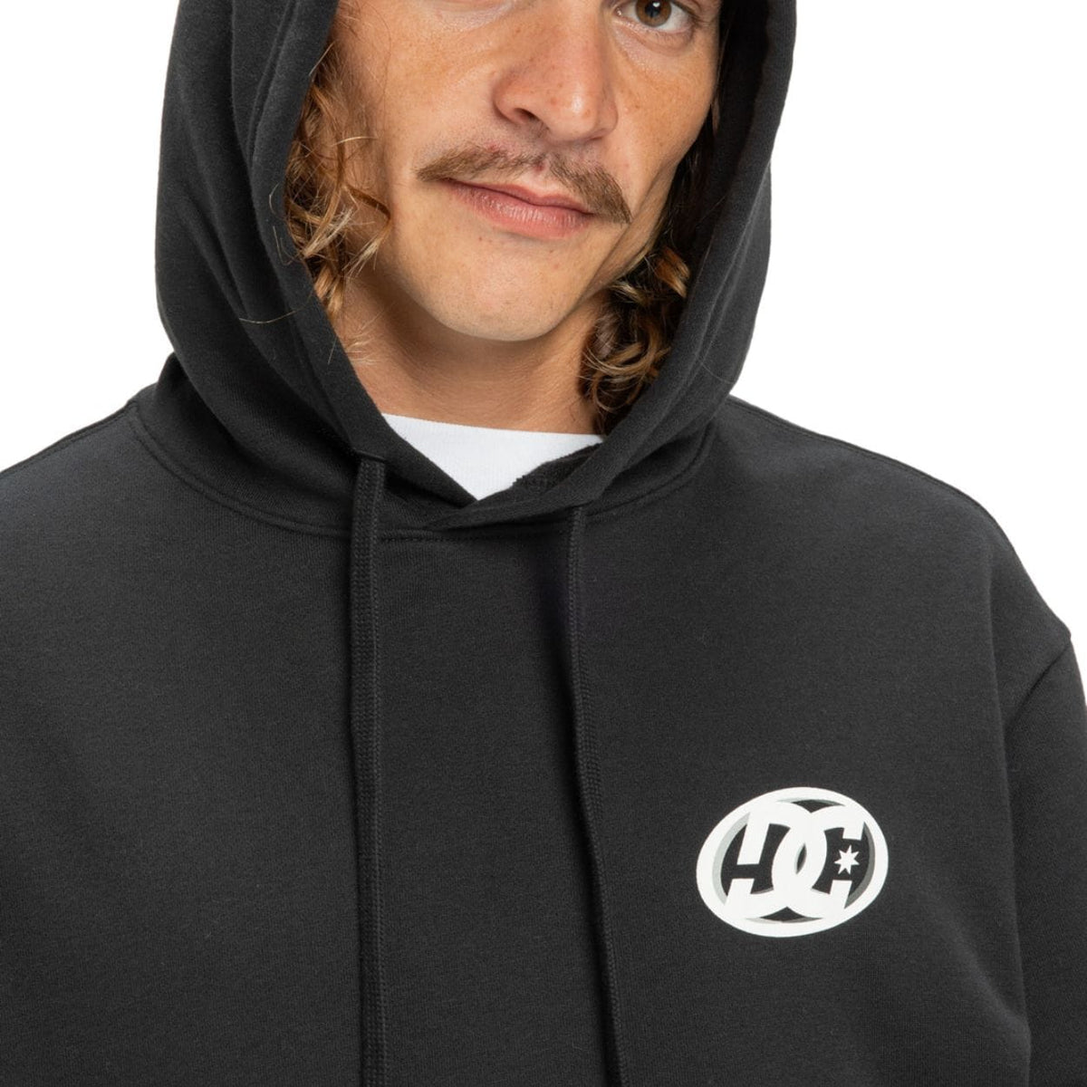 Black DC Shoes Fast Bubble Hoodie with graphic design, featuring a comfortable hood and stylish fit.