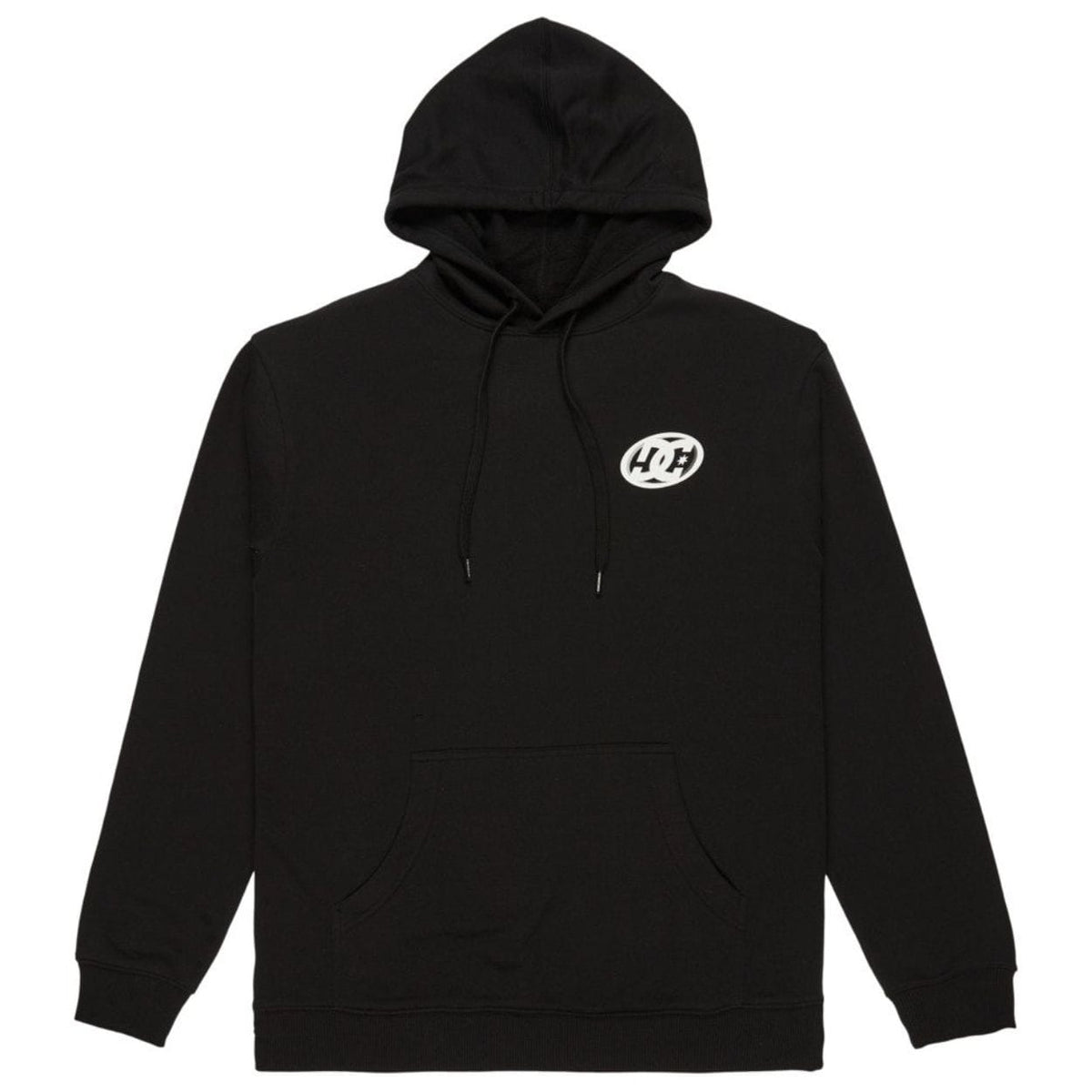 Black DC Shoes Fast Bubble Hoodie featuring a cozy hood and stylish bubble design, perfect for casual wear.