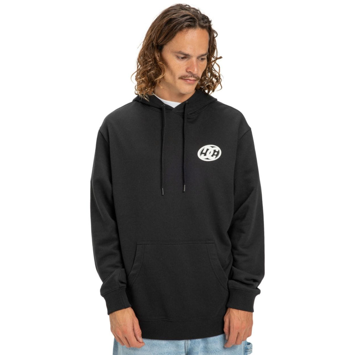 Black DC Shoes Fast Bubble Hoodie with graphic design, featuring a comfortable hood and casual fit for everyday wear.