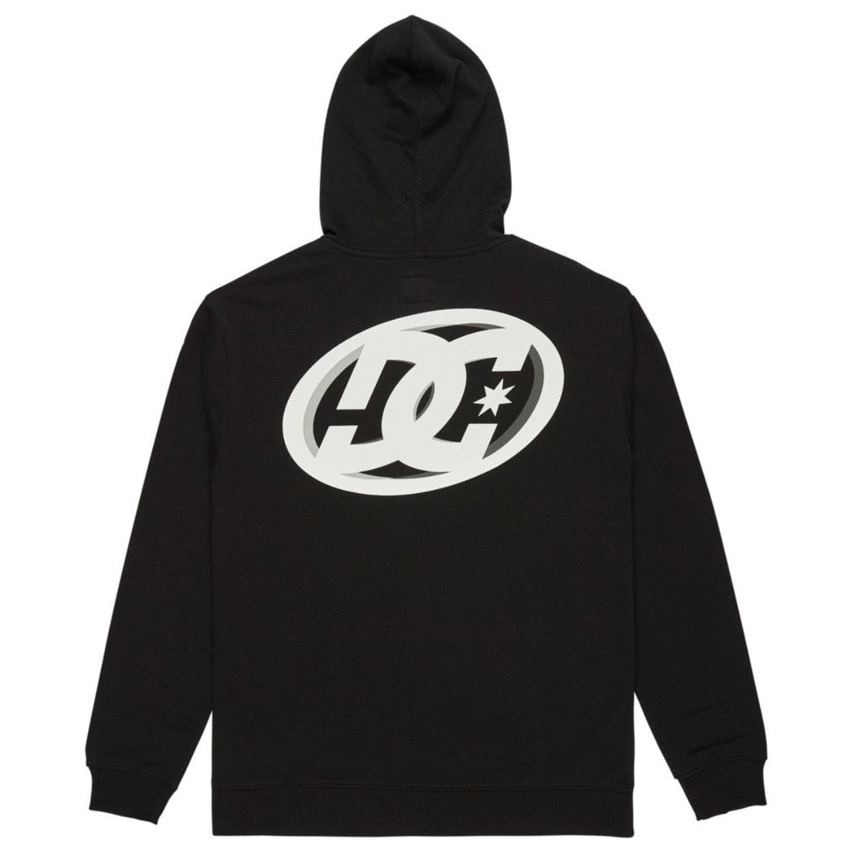 Black DC Shoes Fast Bubble Hoodie with bold logo design and comfortable hood, ideal for casual wear.