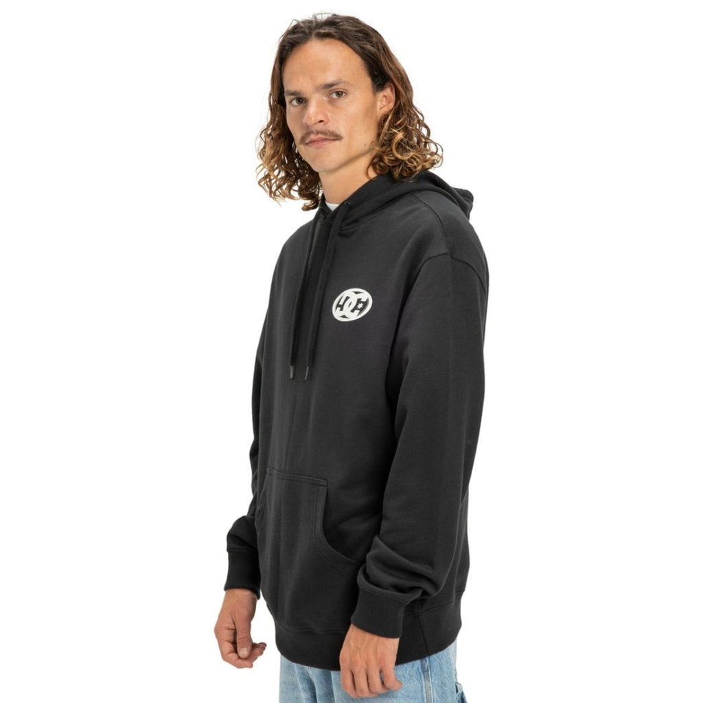 Black DC Shoes Fast Bubble Hoodie with bold graphic design and comfortable hoodie style, ideal for casual wear.