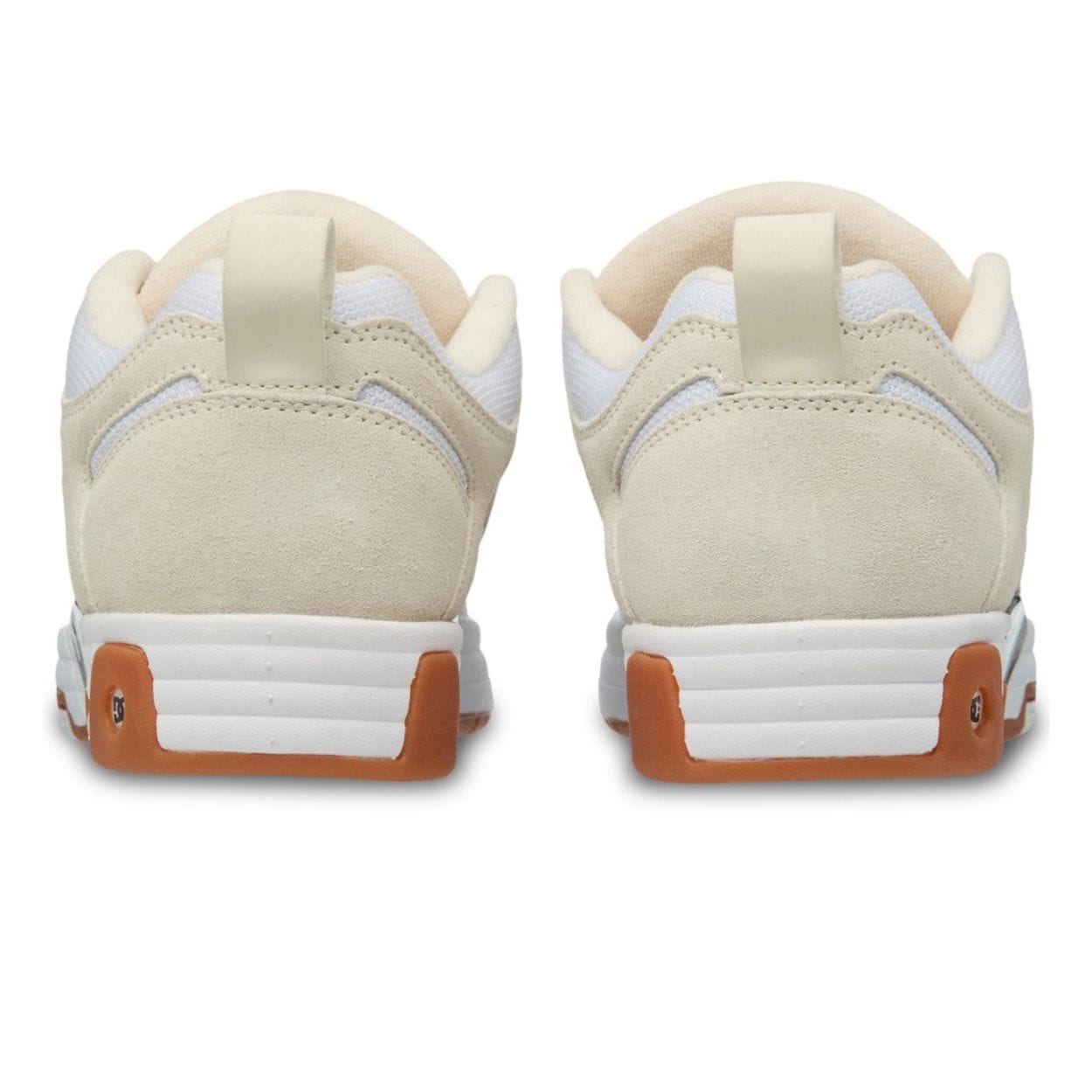 Beige DC Hybrid OG skate shoes with white soles and classic DC logo on the side, designed for skateboarding and casual wear.