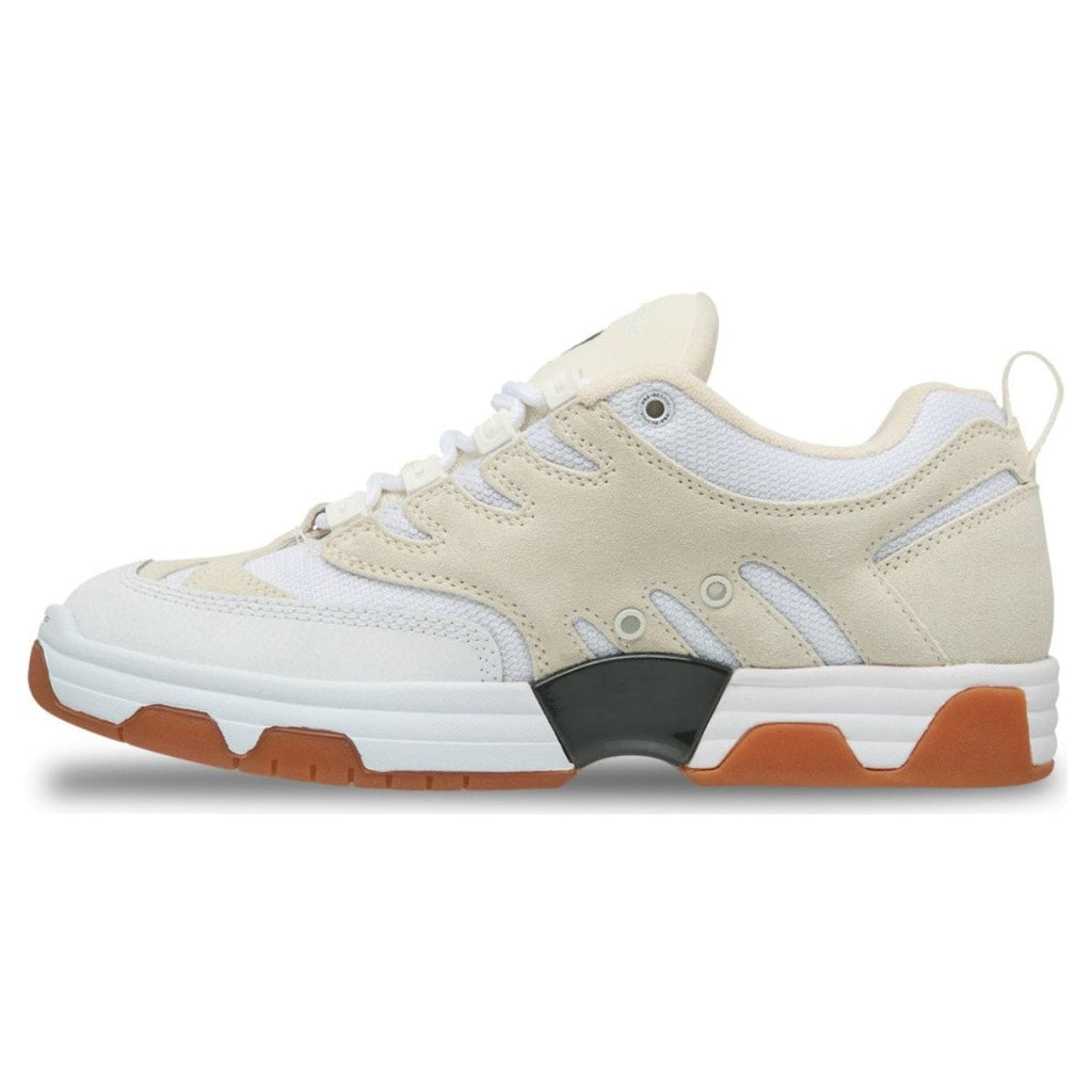 Beige DC Hybrid OG skate shoes with sturdy design and classic branding, suitable for skateboarding and casual wear.