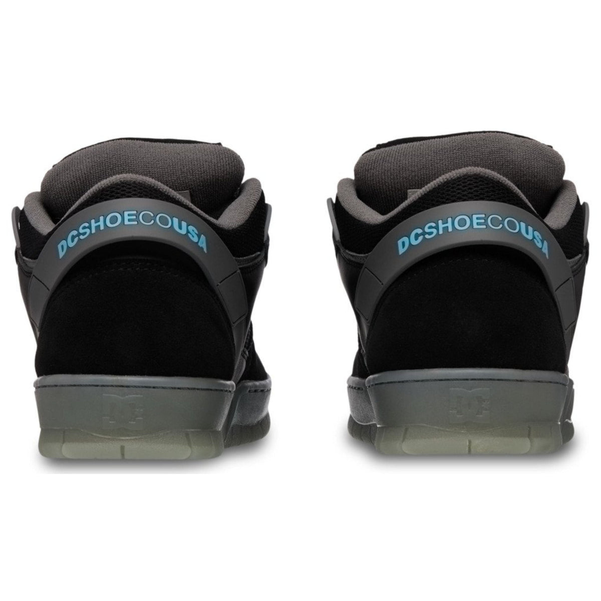 DC Shoes Spectre skate shoes in black, grey, and blue with skate-inspired design and durable construction.