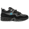 DC Shoes Truth skate shoes in black, grey, and blue with a sleek design, perfect for skateboarding and casual wear.