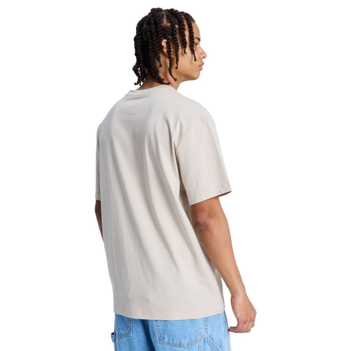 Beige DC Slathletic T-Shirt from DC Shoes, casual men's tee with logo print, made of soft cotton fabric.