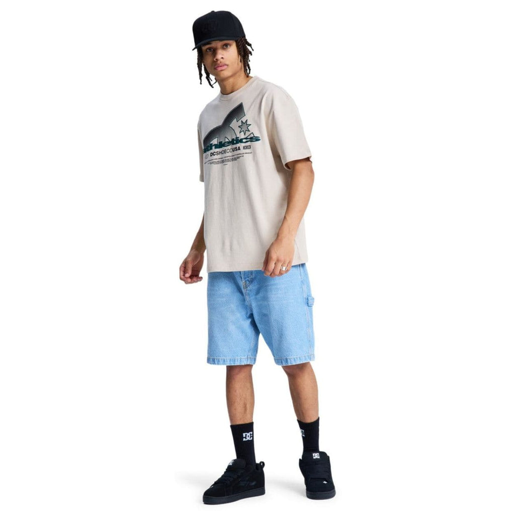 Beige DC Slathletic T-Shirt from DC Shoes, casual men's tee with logo design, soft fabric, and comfortable fit.