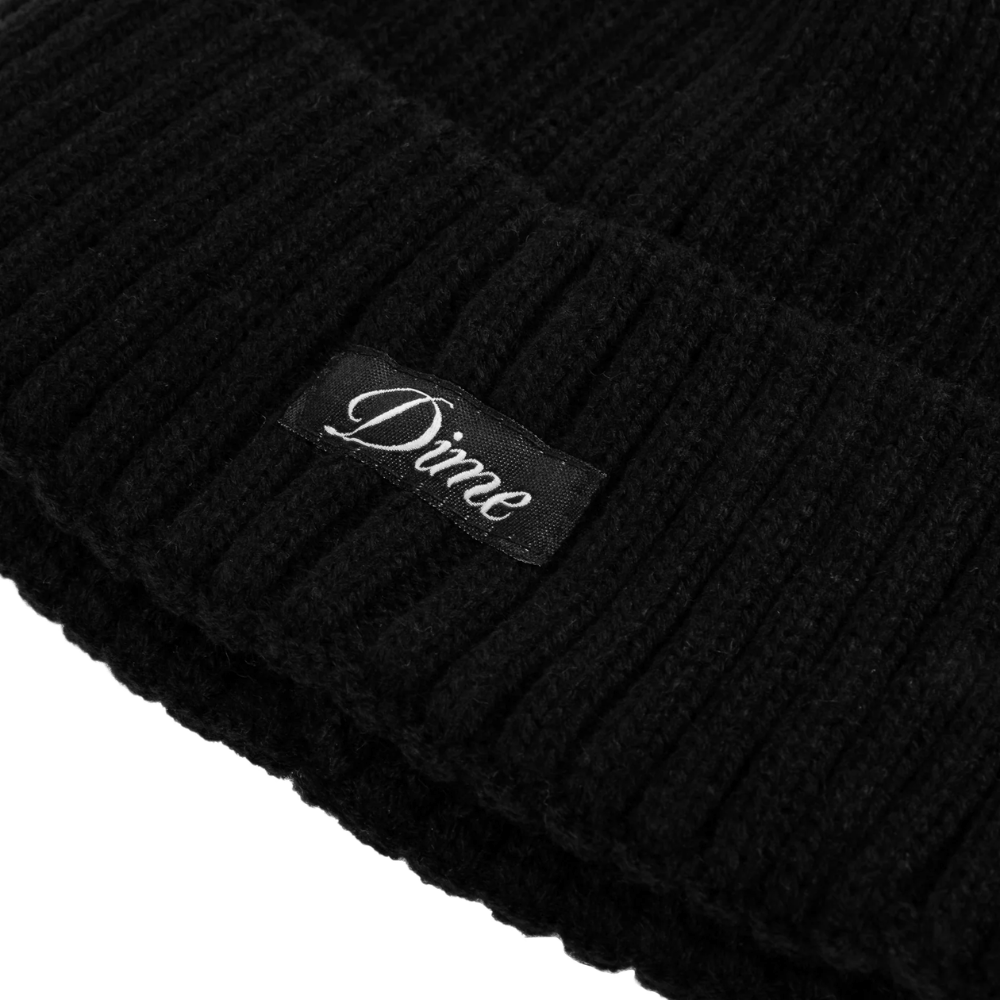Dime MTL Cursive Fold Beanie | Black - The Vines Supply Co