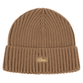 Dime MTL Cursive Fold Beanie in coffee color, showcasing its soft knit fabric and stylish folded design.