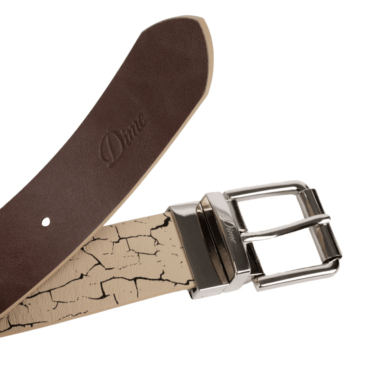 Dime MTL Reversible Leather Belt | Beige & Brown - The Vines Supply Co
