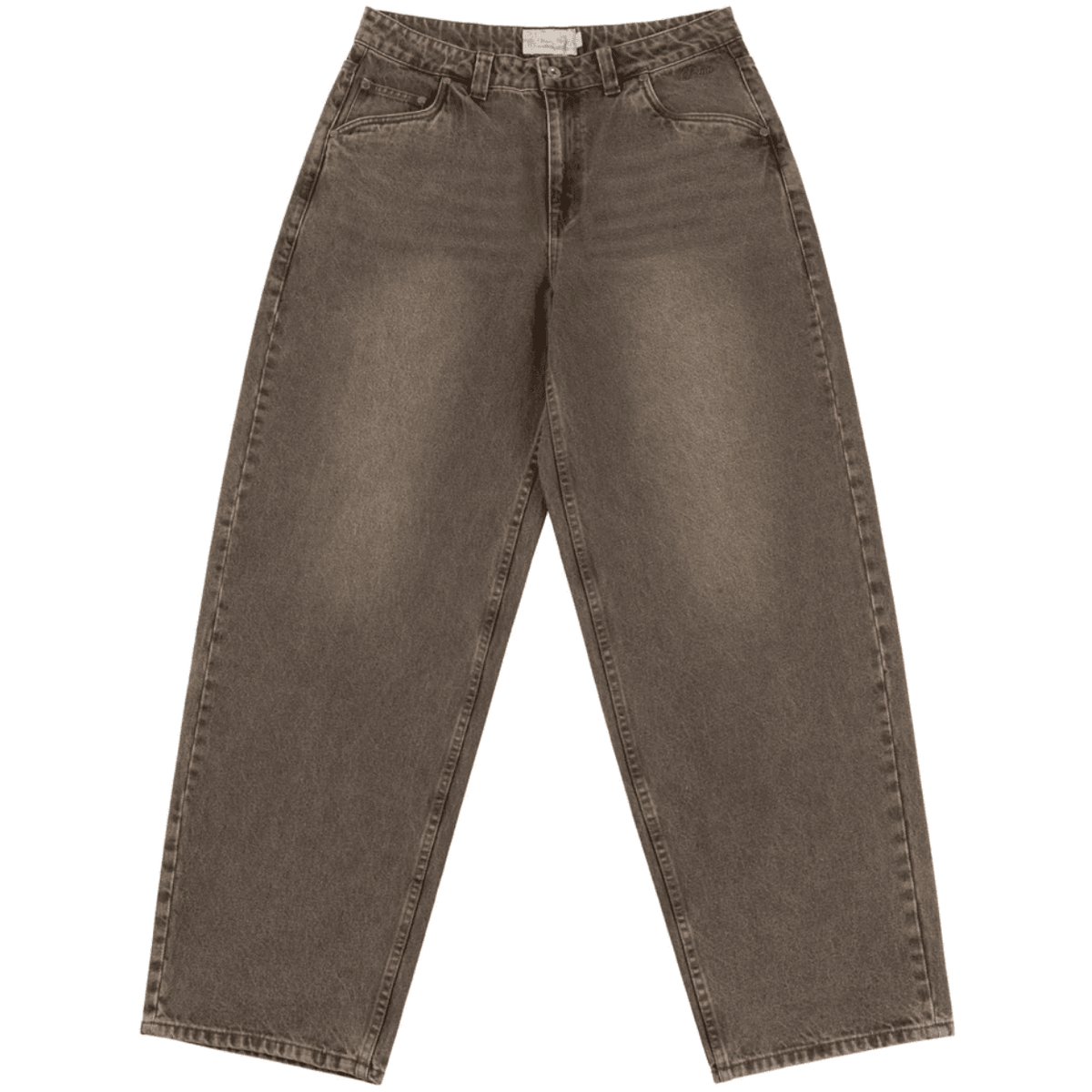 Dime MTL Baggy Denim Pants in sandblasted brown with a relaxed fit and classic jean styling.