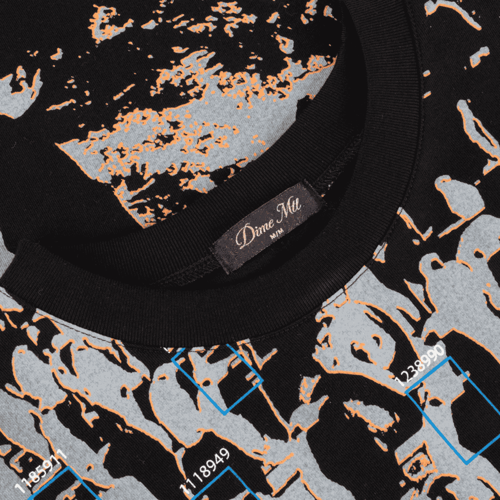 Black Dime MTL CCTV T-shirt featuring a graphic logo, casual fit, and soft cotton fabric for everyday wear.