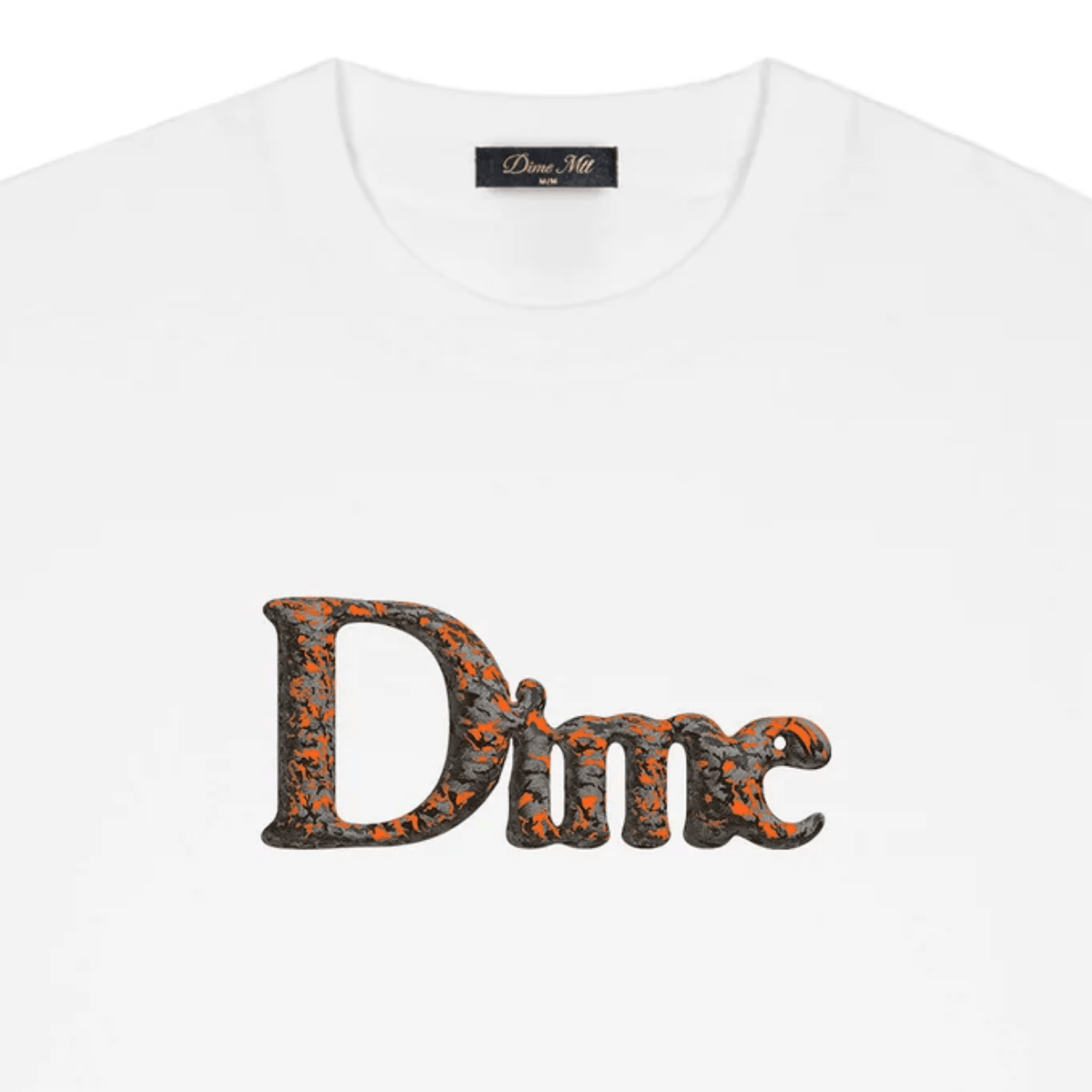 White Dime MTL Classic Decoy T-Shirt, casual tee with a bold decoy graphic on the front, made by Dime MTL.