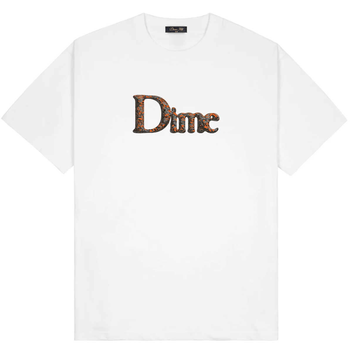 White Dime MTL Classic Decoy T-Shirt featuring a bold decoy graphic on the front, made of soft cotton for casual wear.