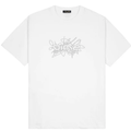White Dime MTL Glyph T-Shirt featuring a graphic design, made from soft cotton, casual fit, ideal for everyday wear.