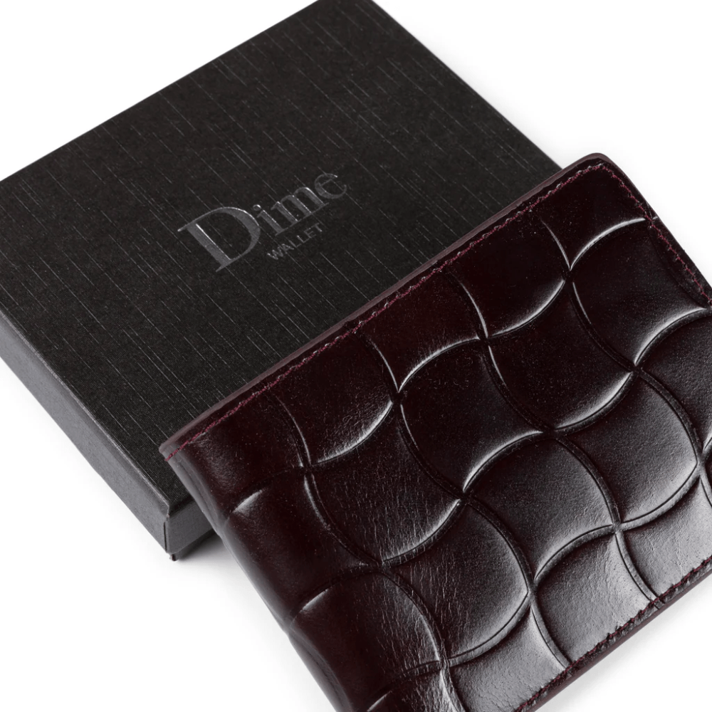 Dime MTL Classic Quilted Leather Bifold Wallet | Burgundy - The Vines Supply Co