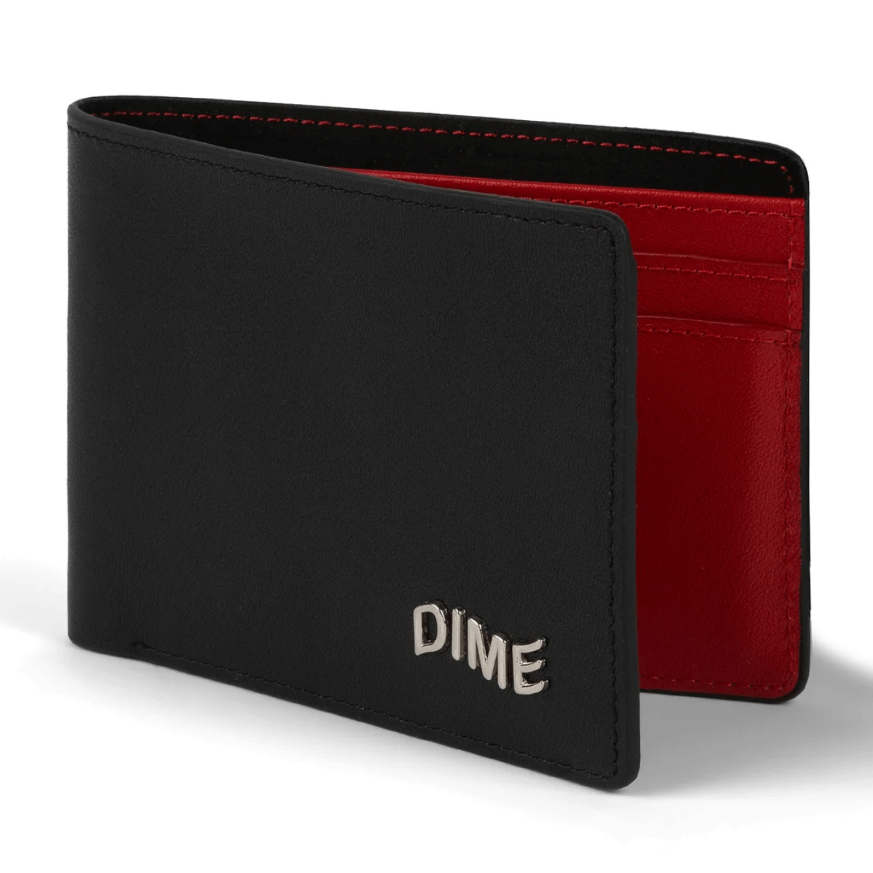 Dime MTL Classic Leather Wallet | Black & Cherry - The Vines Supply Co