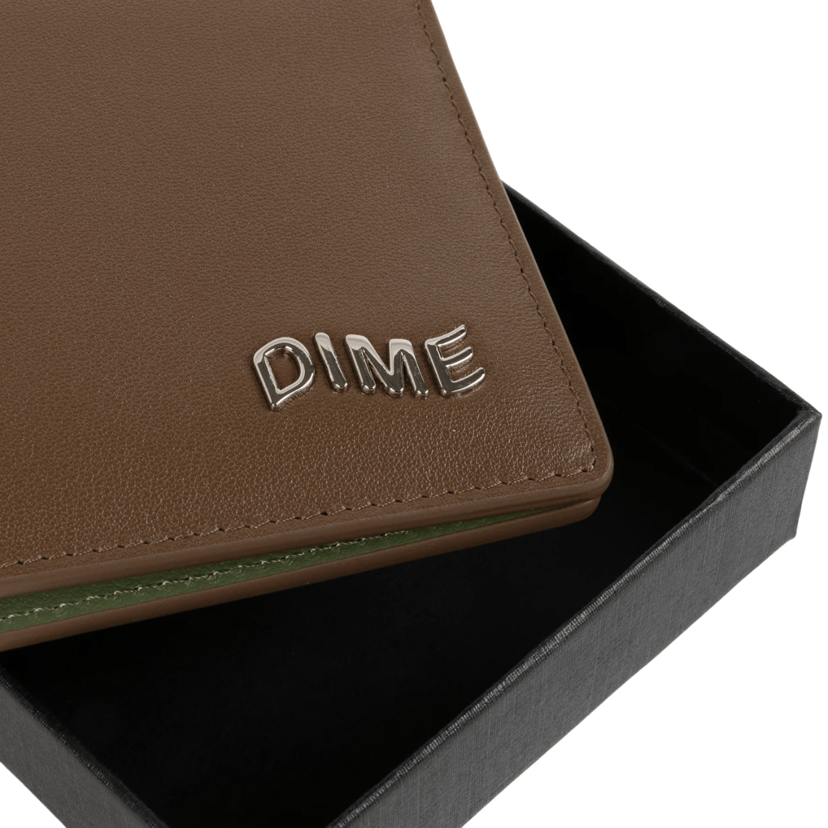 Dime MTL Classic Leather Wallet | Brown & Olive - The Vines Supply Co