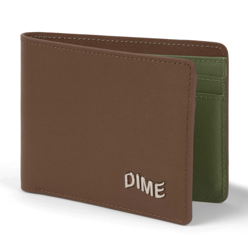Dime MTL Classic Leather Wallet | Brown & Olive - The Vines Supply Co