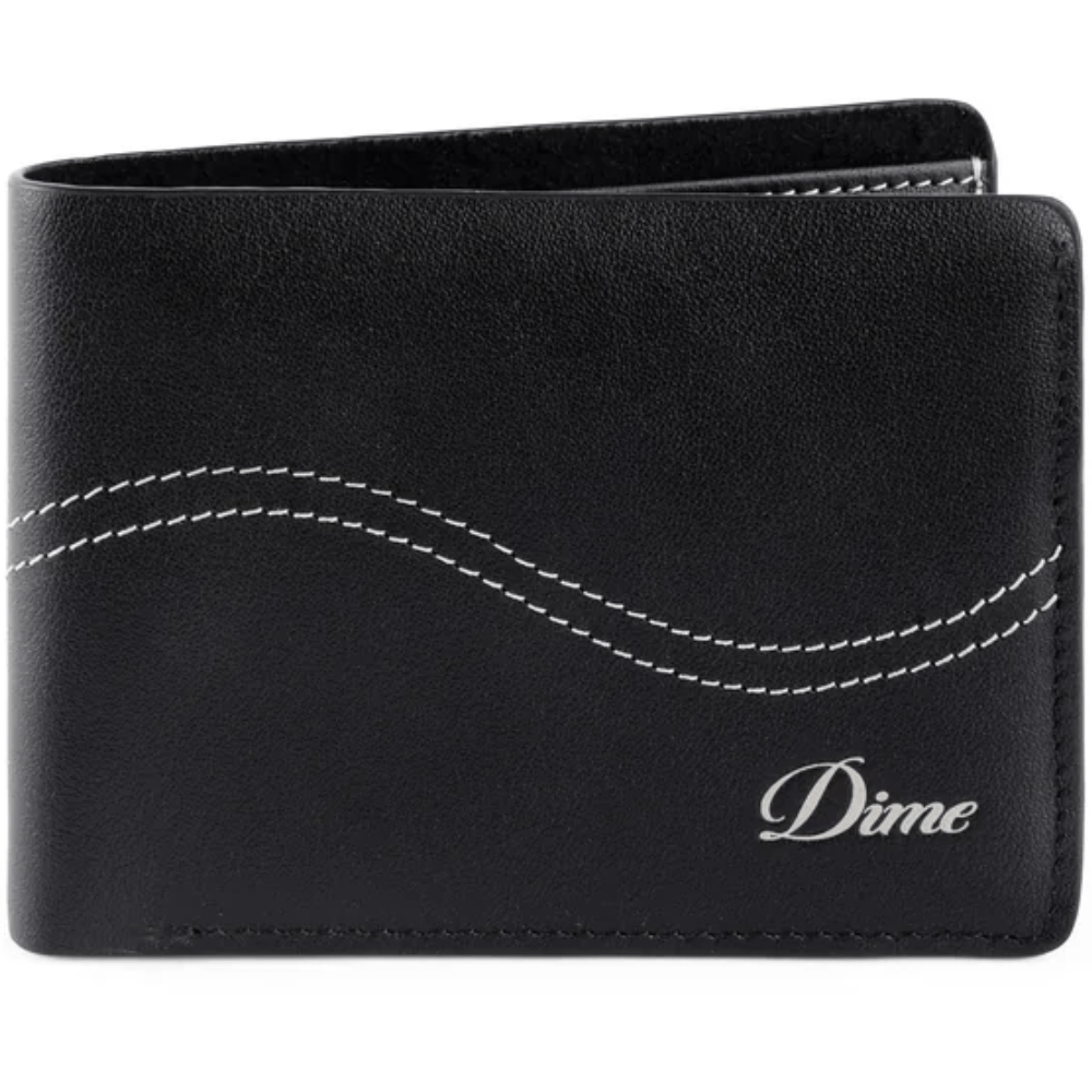 Dime MTL Cursive Leather Bifold Wallet | Black - The Vines Supply Co