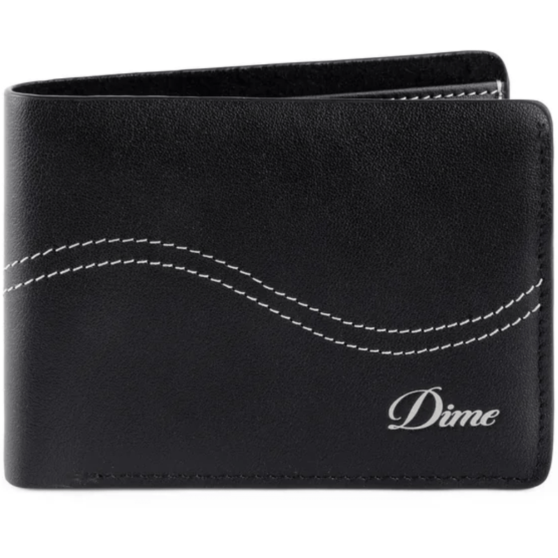 Dime MTL Cursive Leather Bifold Wallet | Black - The Vines Supply Co