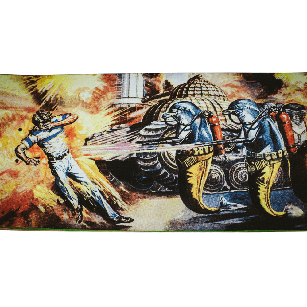 Fucking Awesome Curren Caples Blasters of Reality skateboard deck, 8.25-inch width, featuring colorful graphic design on deck surface.