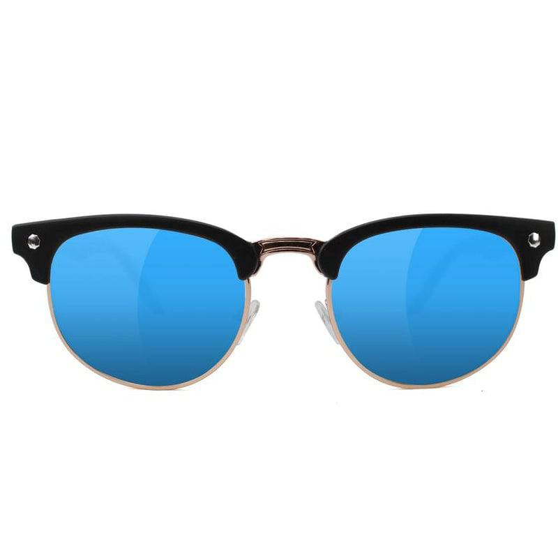 Glassy Morrison polarized sunglasses in black and blue with sleek frame and tinted lenses, designed for stylish sun protection.