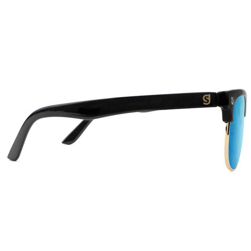 Glassy Morrison polarized sunglasses with black and blue frames, featuring tinted lenses and a sleek design.