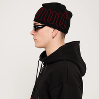 GVNMNT Clothing Co Old English Beanie l Black & Red - The Vines Supply Co