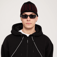 GVNMNT Clothing Co Old English Beanie l Black & Red - The Vines Supply Co