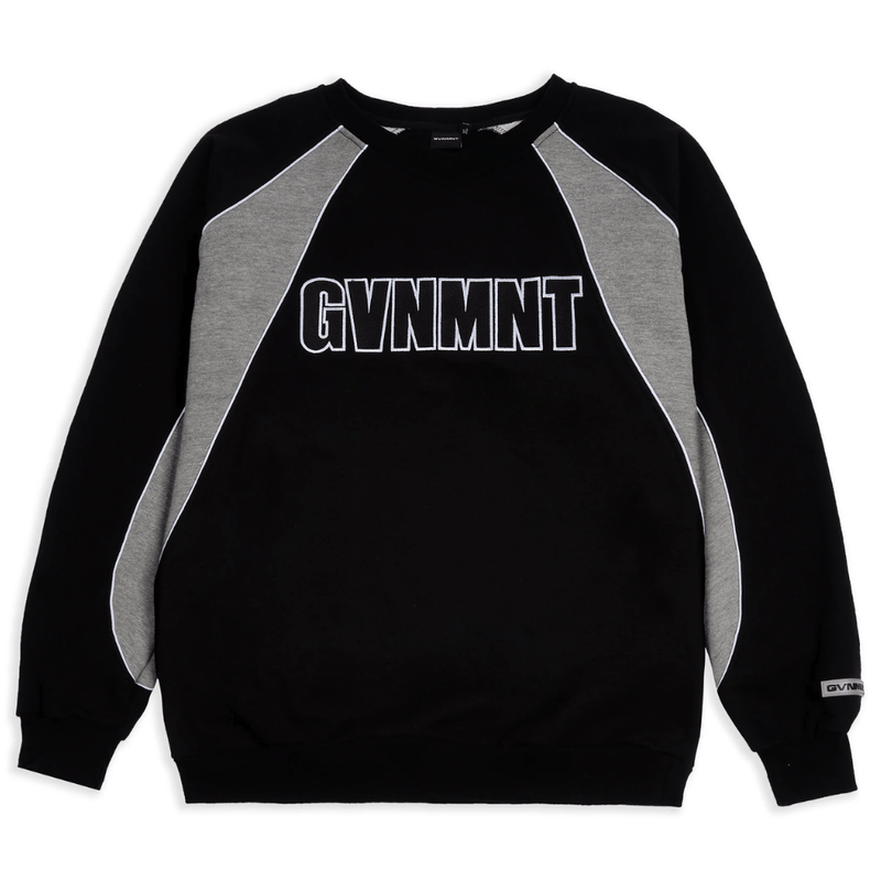 GVNMNT Origins Varsity Vneck Sweatshirt | Black - The Vines Supply Co