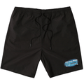 Black GVNMNT Clothing Co Gleam Shorts laid flat, showing their casual fit and minimalist design with subtle branding details.
