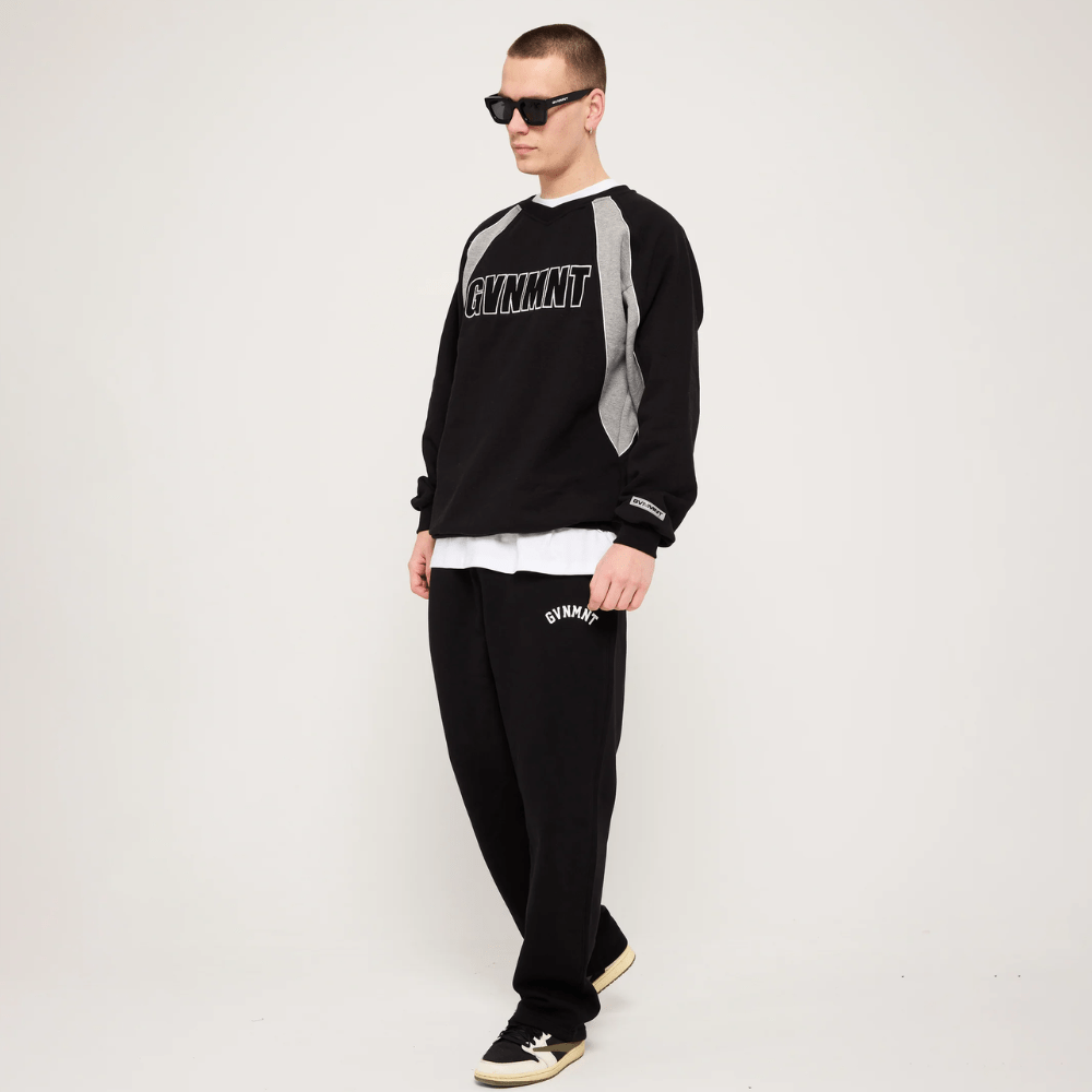 GVNMNT Clothing Co Varsity Jog Pant | Black - The Vines Supply Co