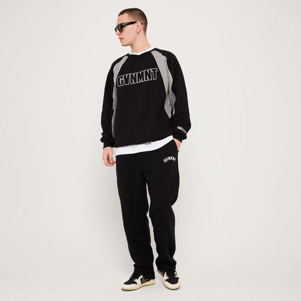 GVNMNT Clothing Co Varsity Jog Pant | Black - The Vines Supply Co