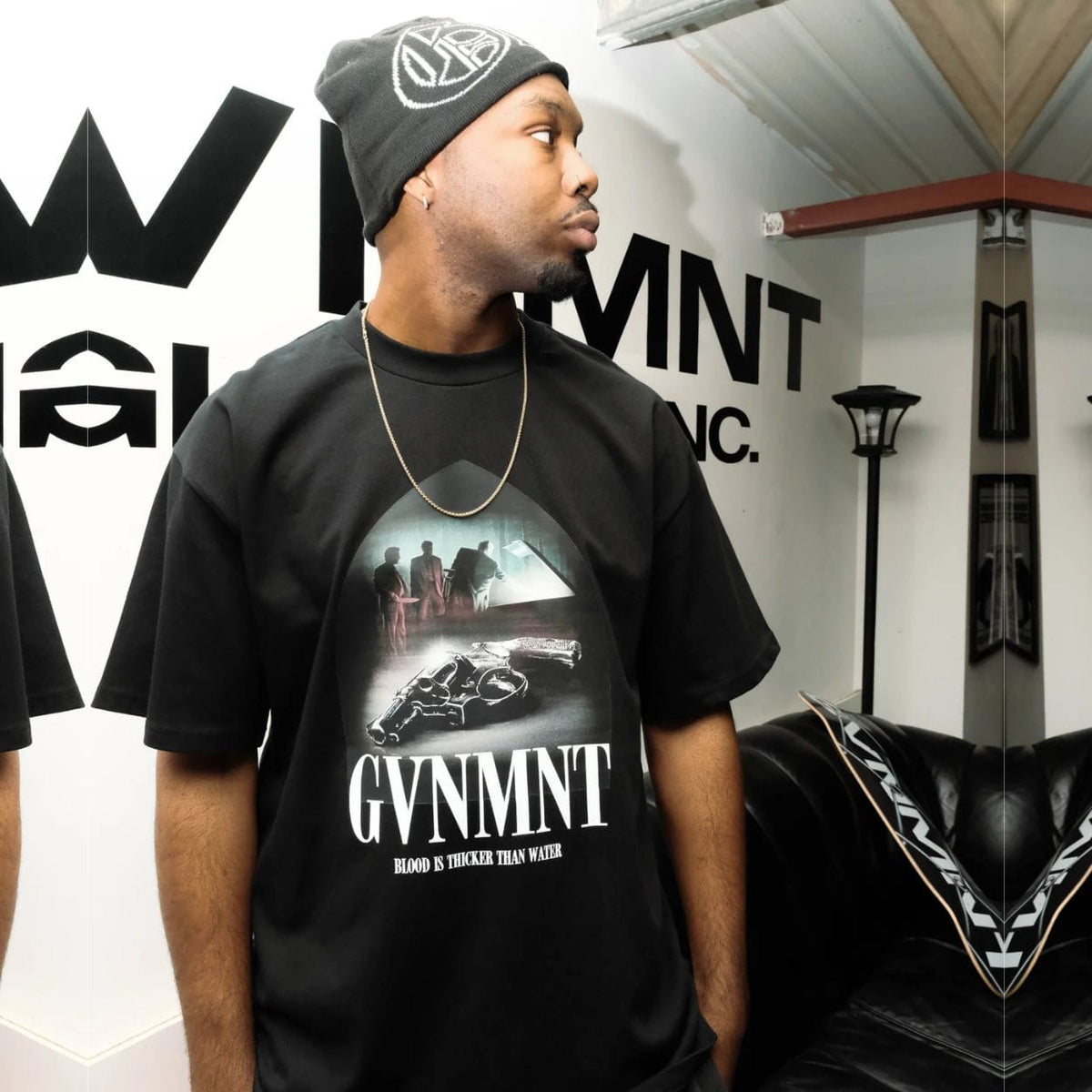 Black GVNMNT These Fellas Are Good T-shirt featuring a casual fit and bold graphic design by GVNMNT Clothing Co.
