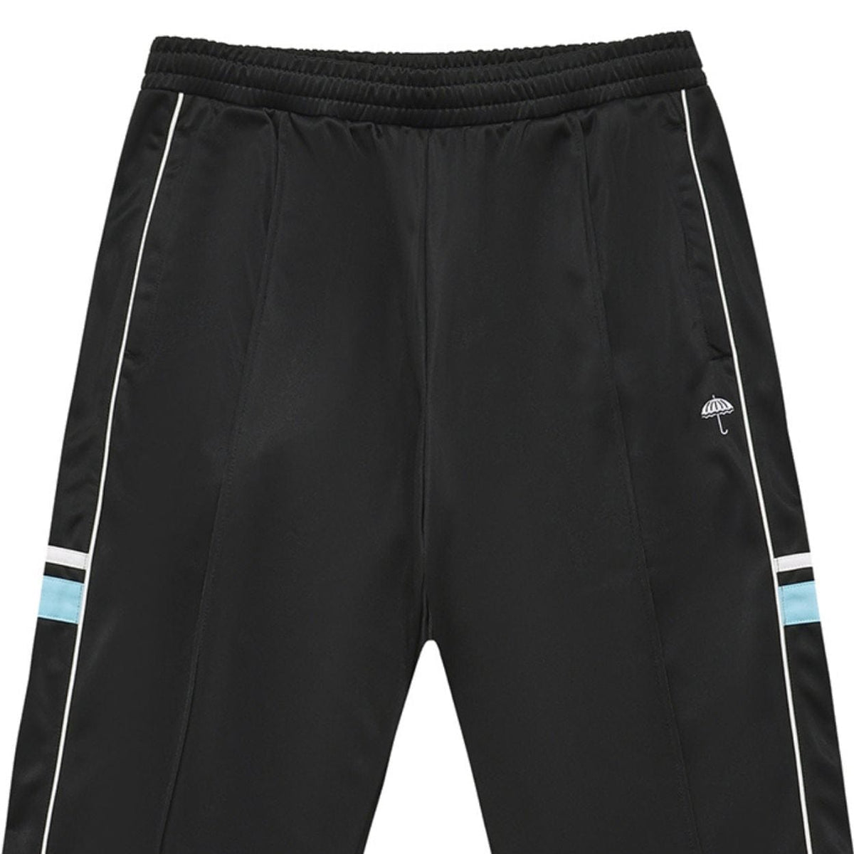 Black Helas Detente Tracksuit Bottoms with elastic waistband and pockets, shown on a white background.