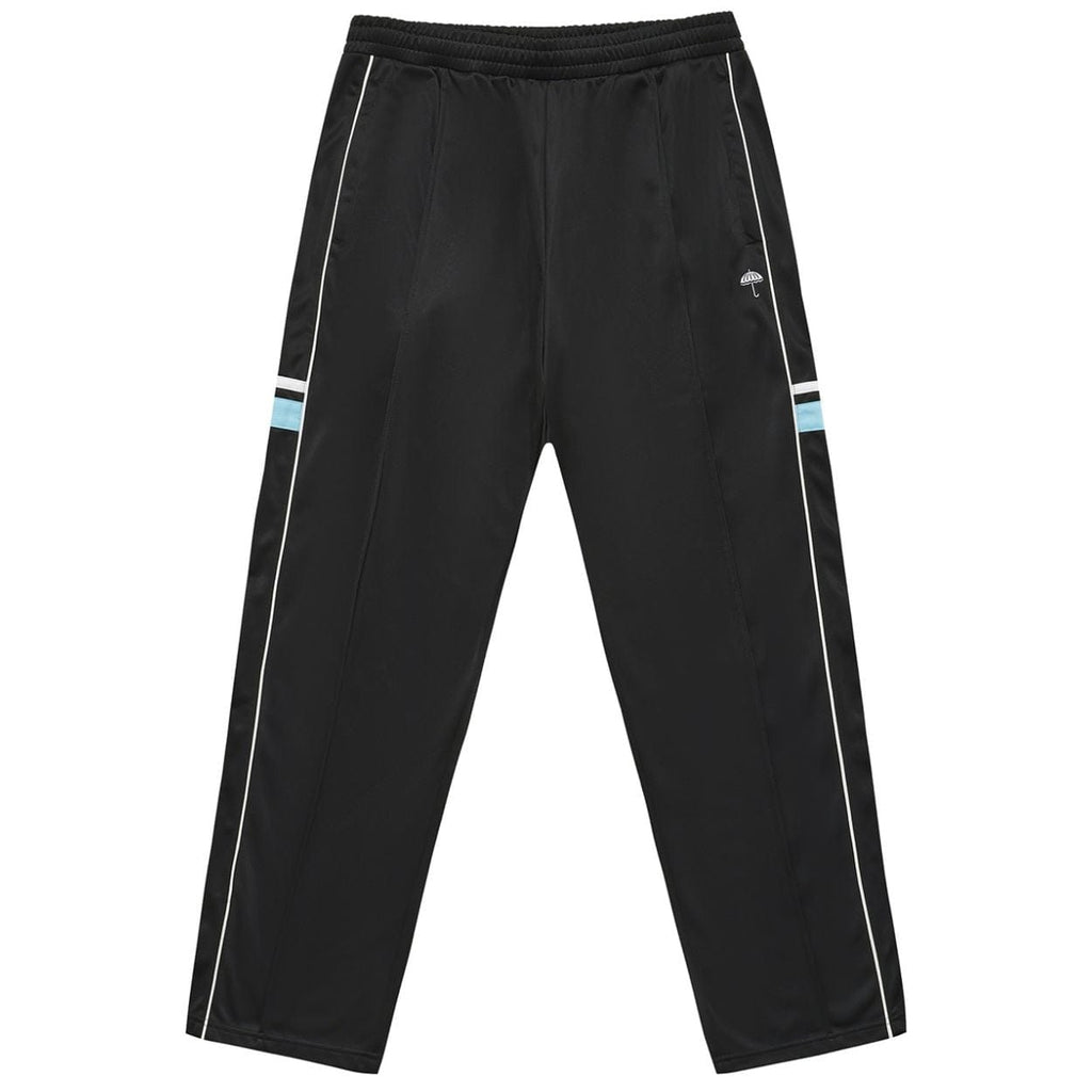 Black Helas Detente tracksuit bottoms with elastic waistband and tapered fit, made from comfortable athletic fabric.