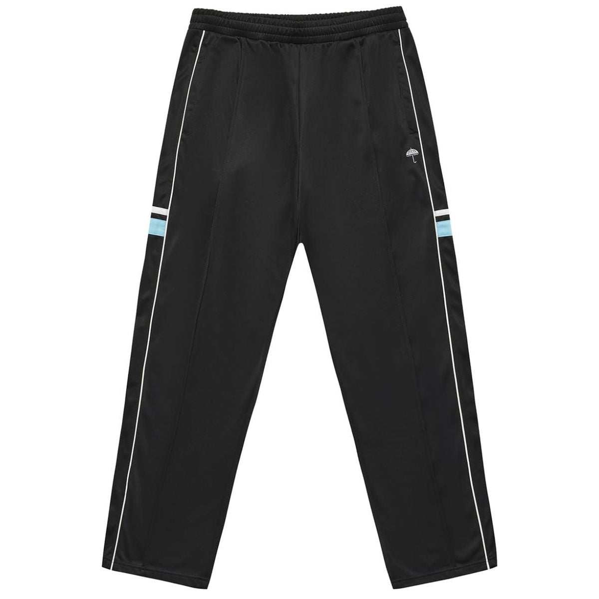 Black Helas Detente tracksuit bottoms with elastic waistband and tapered fit, made from comfortable athletic fabric.
