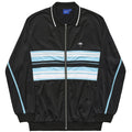 Black Helas Detente tracksuit jacket with a zip-up front, standing collar, and sporty design, perfect for casual wear.