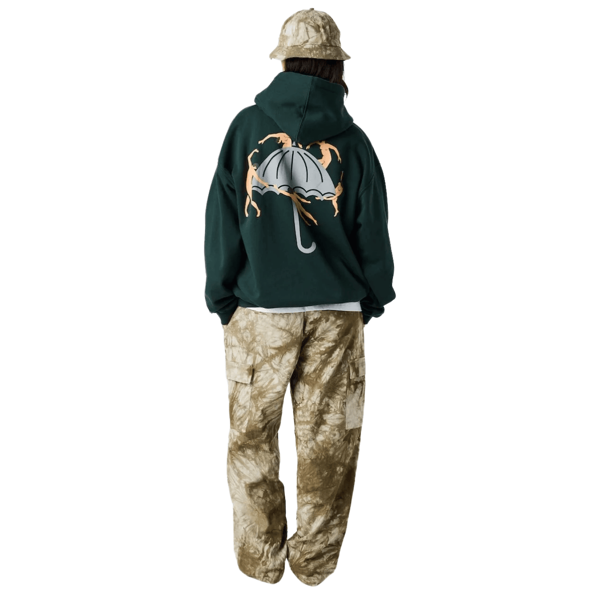 Forest green Helas Dancing Hoodie featuring a relaxed fit and stylish design, perfect for casual wear and street fashion.