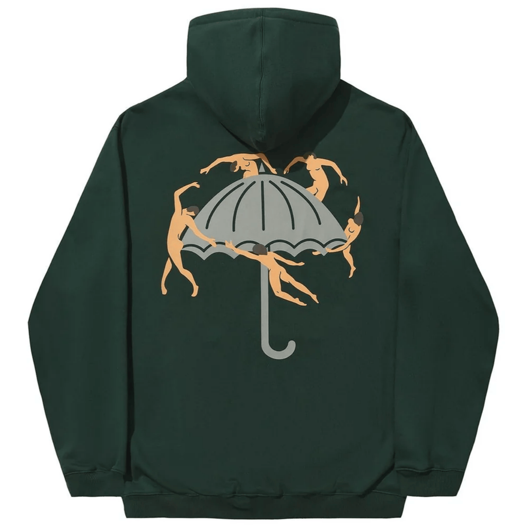 Forest green Helas Dancing Hoodie with a relaxed fit, featuring the brand's logo and comfortable hoodie design.